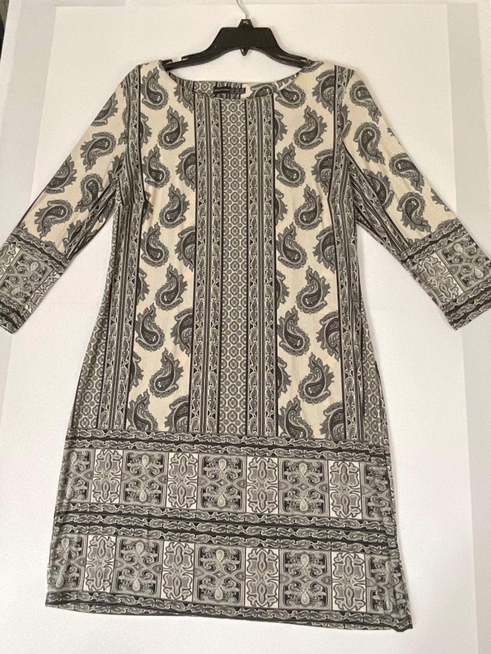 Atmosphere (Primark UK) Paisley Print Shift Dress Size 10 (UK 14) Cream Black